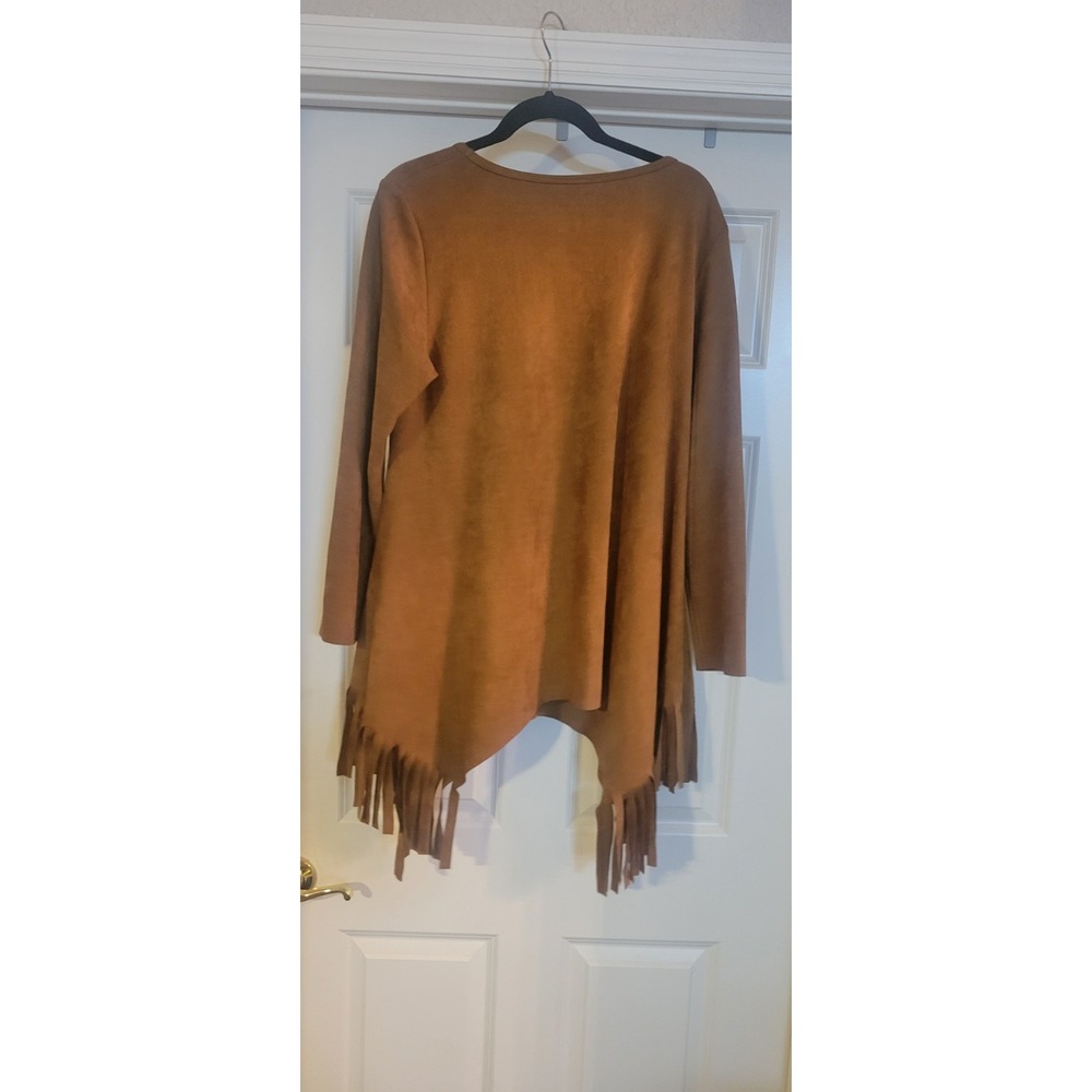 Vocal Women's Tan Faux Fringe Western Top, Lightweight, Long Sleeve, XLarge USA - Picture 4 of 4